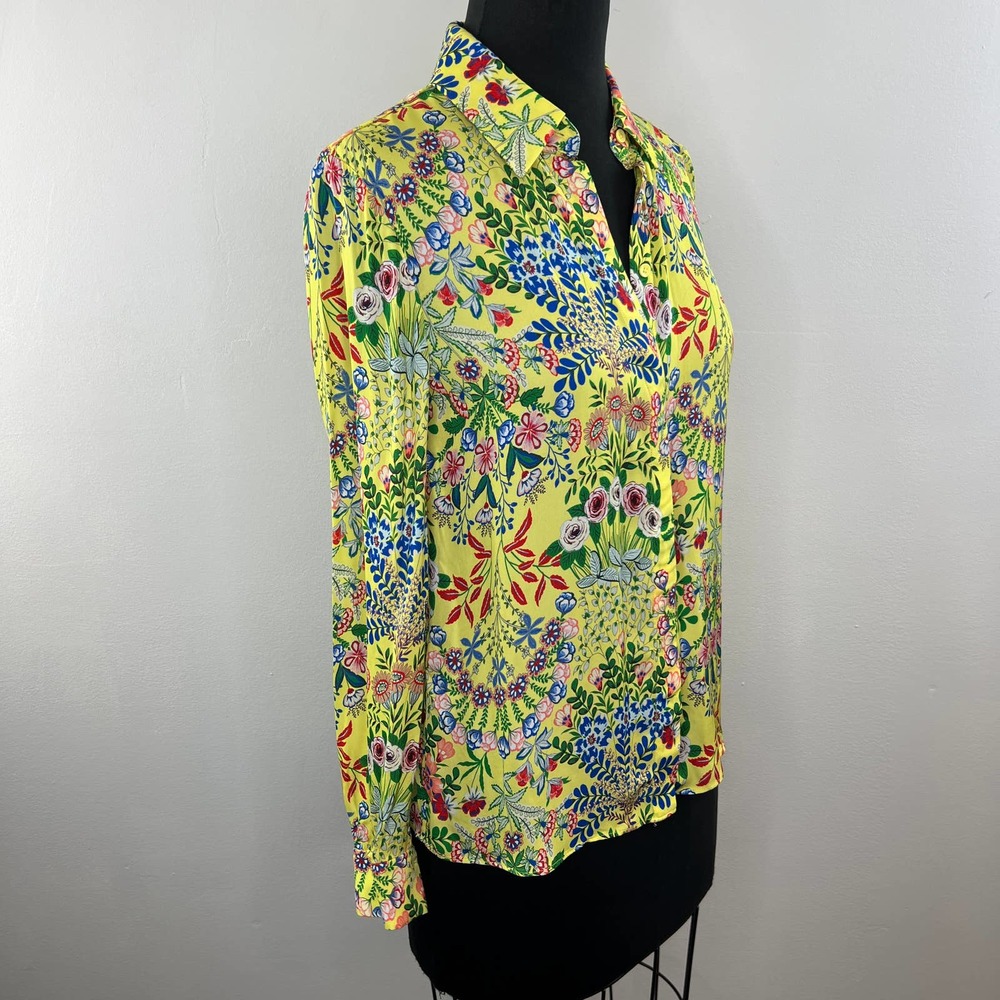Alice + Olivia Yellow Floral Button-Down Shirt - Picture 5 of 9